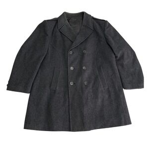 Vintage Virany Double Breasted Wool Overcoat Peacoat Charcoal Men's Size 38L 25w